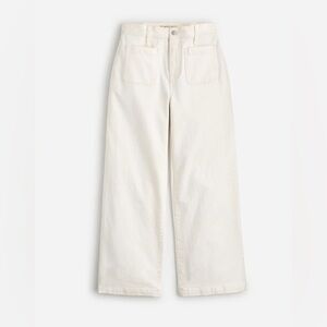 Madewell Emmett Wide Leg Jeans 27 Ecru Cream High Rise Patch Pocket Raw Hem NWT